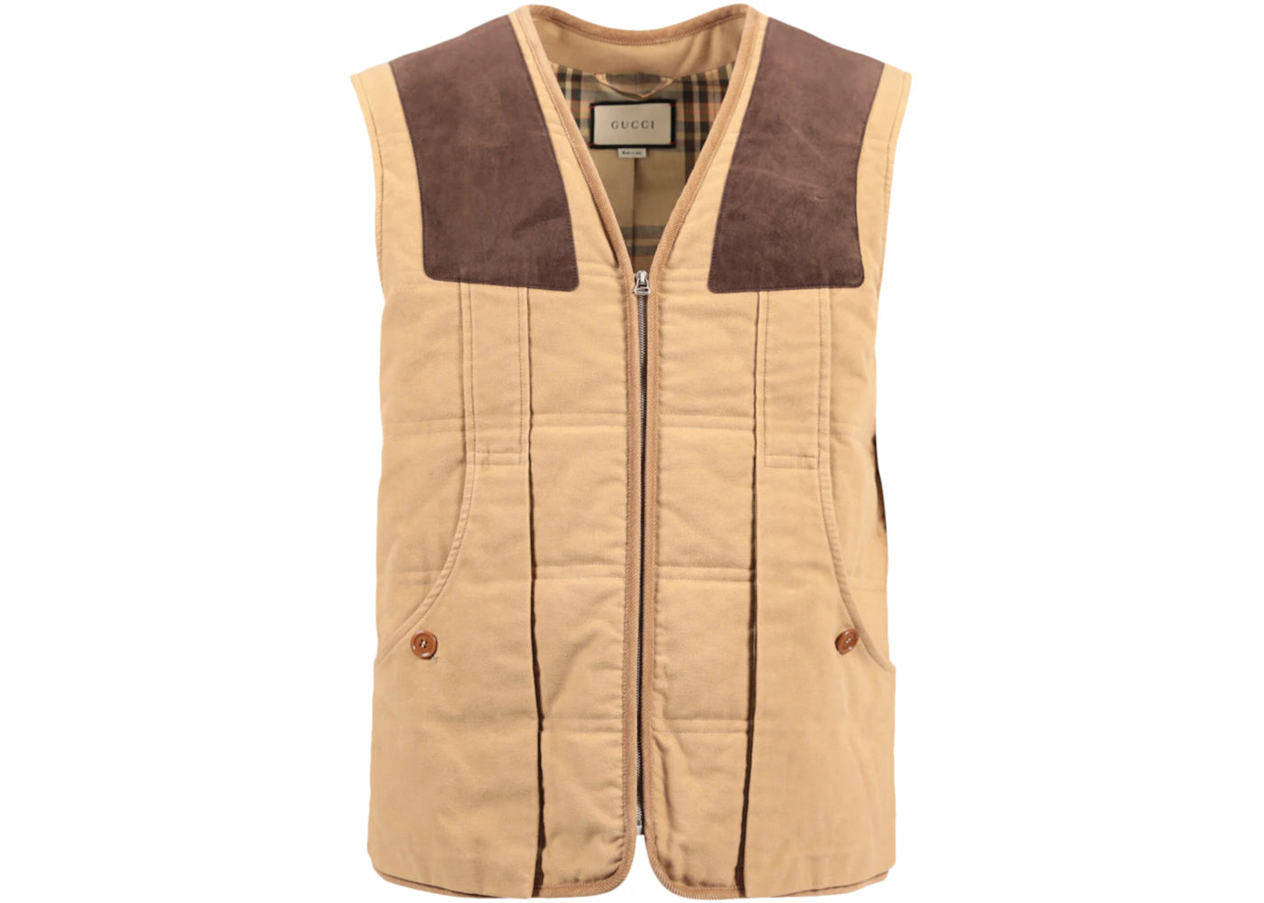 Gucci Gucci Moleskin Suede Detailed Vest Fawn