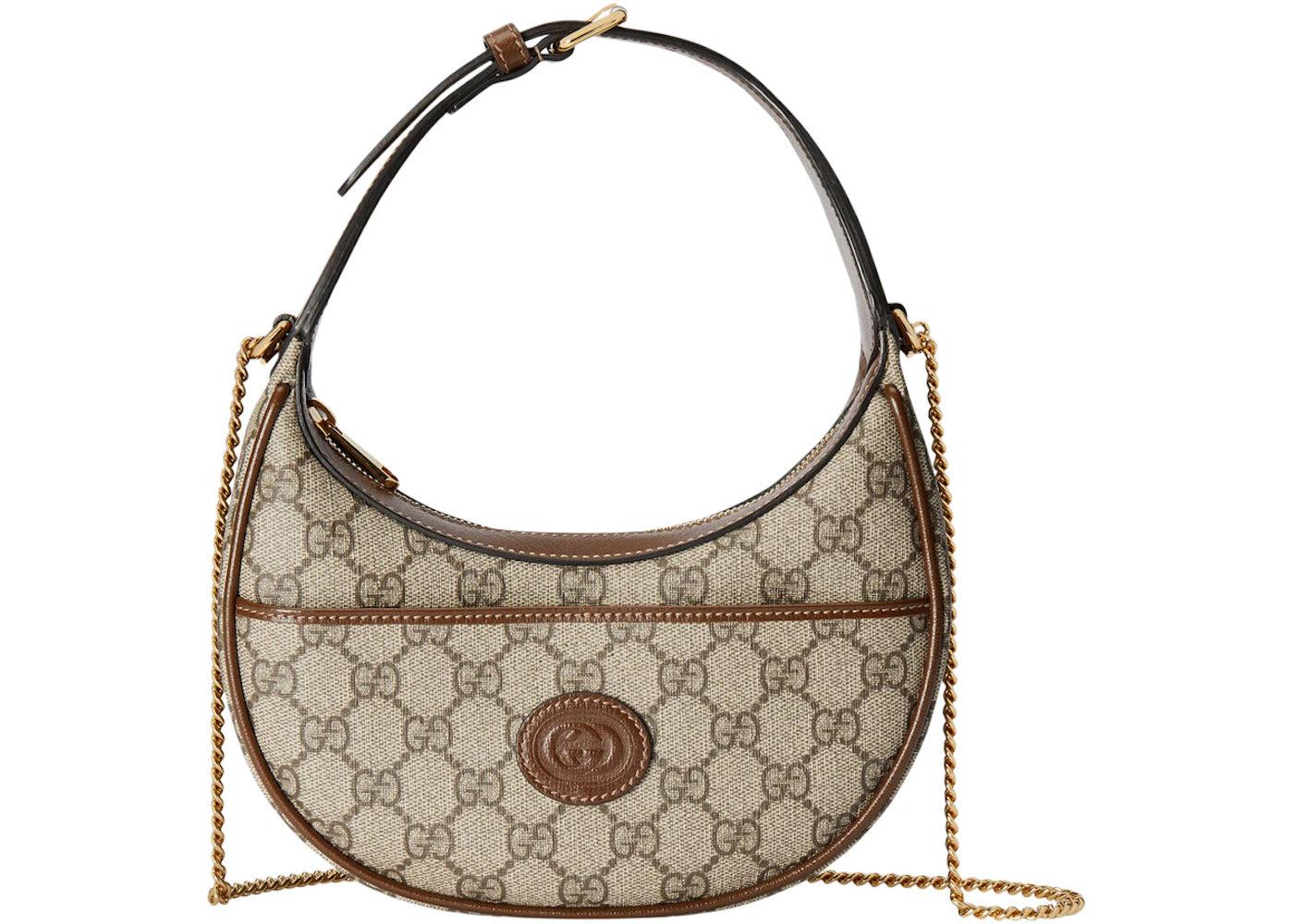 Gucci Half-Moon Shaped Bag Mini GG Supreme Beige/Ebony