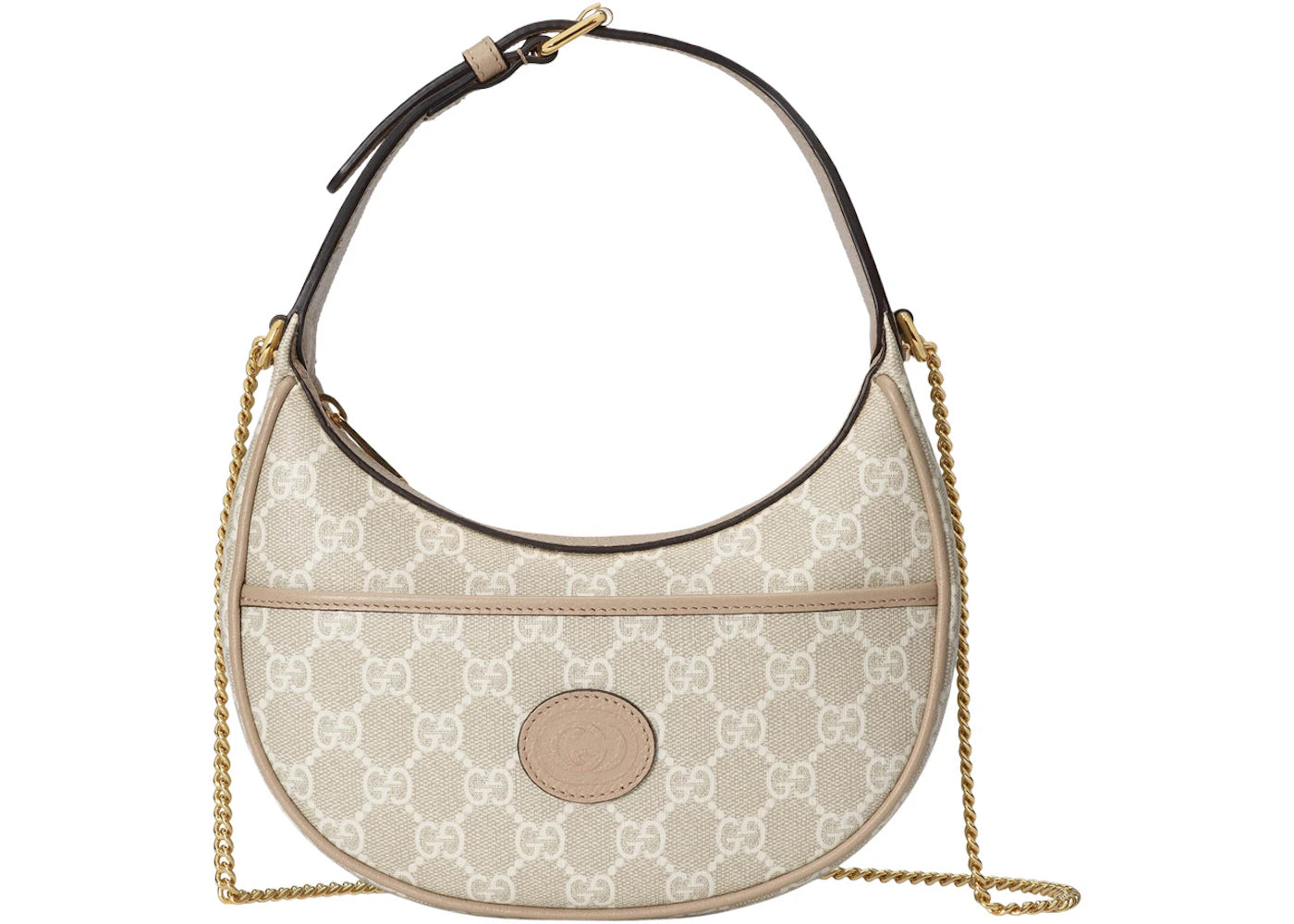 Gucci Half-Moon Shaped Bag Mini GG Supreme Beige/White