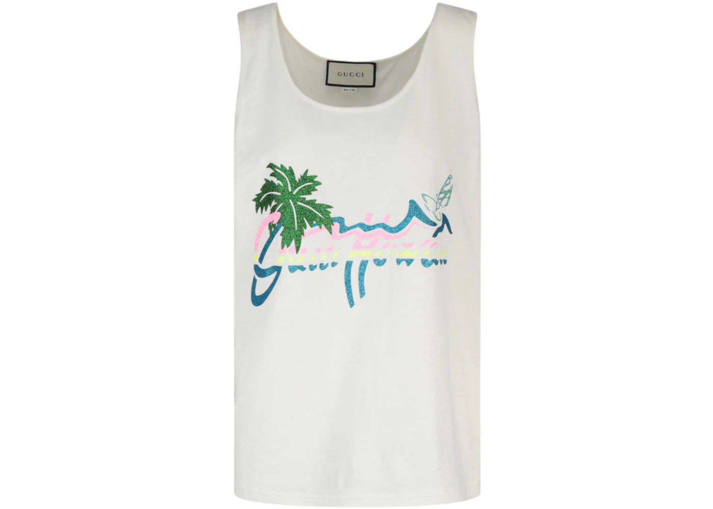 Gucci Hawaii Printed Tank Top White
