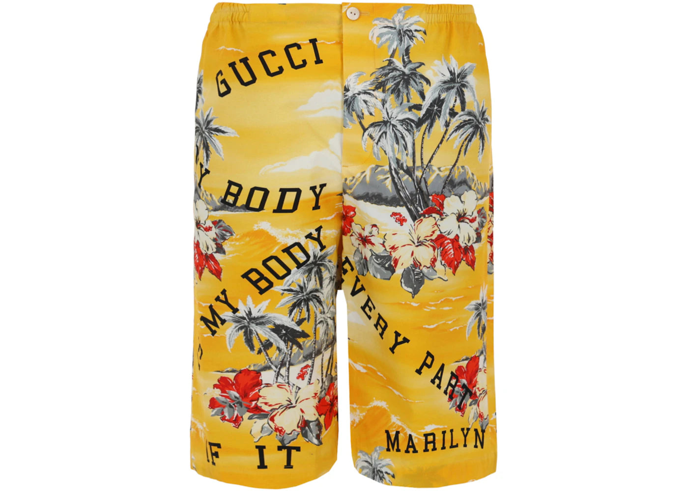 Gucci Hawaiian Print Bermuda Shorts Bright Yellow