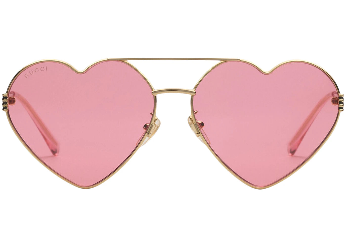 Gucci Heart-Frame Sunglasses Gold-toned Metal/Red Lens (733341 I3330 8066)