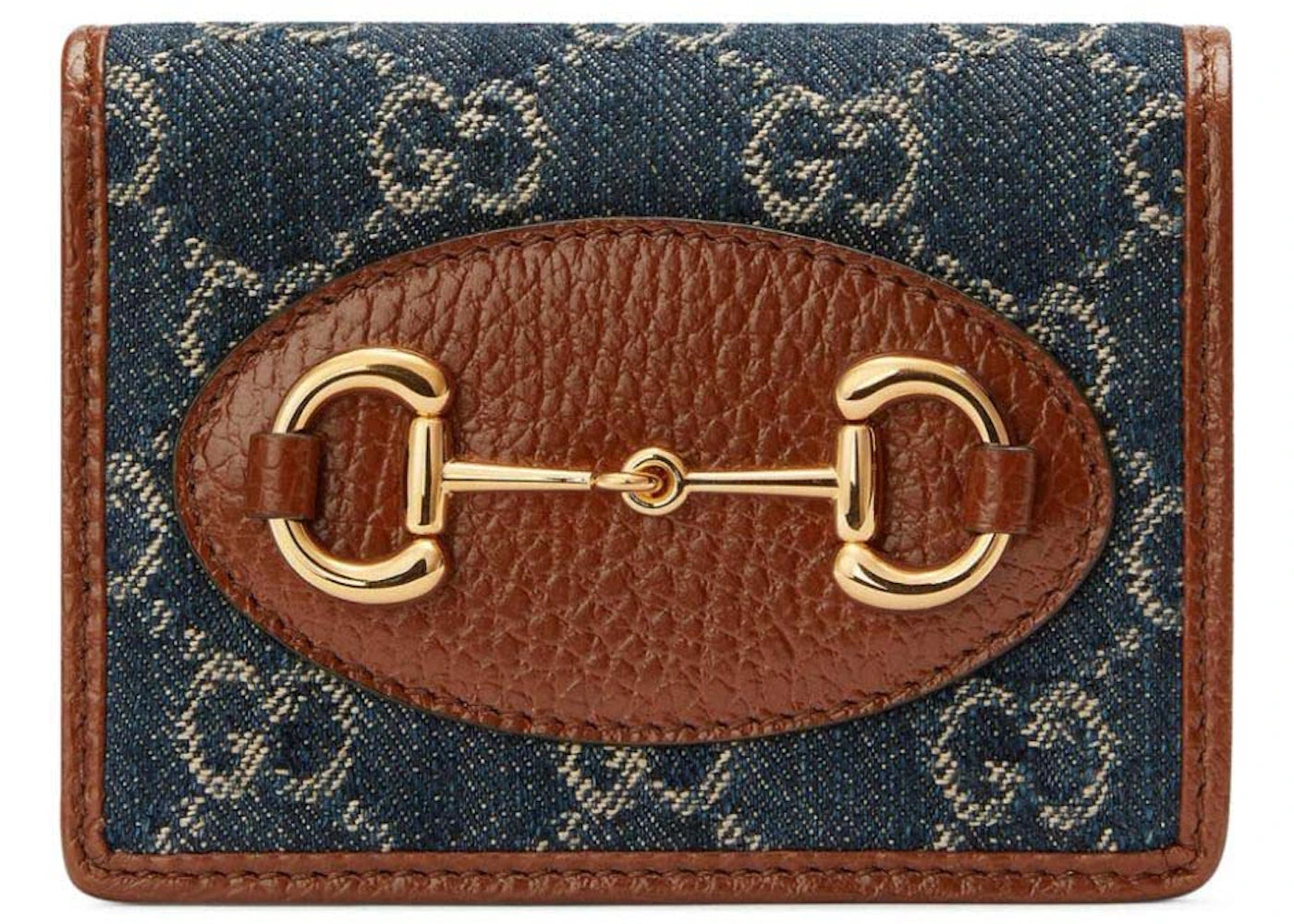 Gucci Horsebit 1955 Card Case Blue/ivory