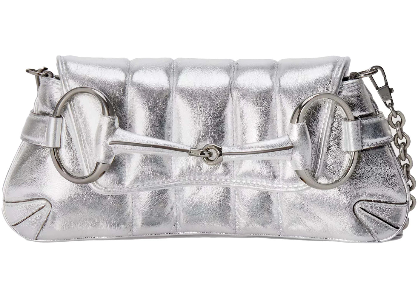 Gucci Horsebit Chain Small Shoulder Bag Silver Metallic