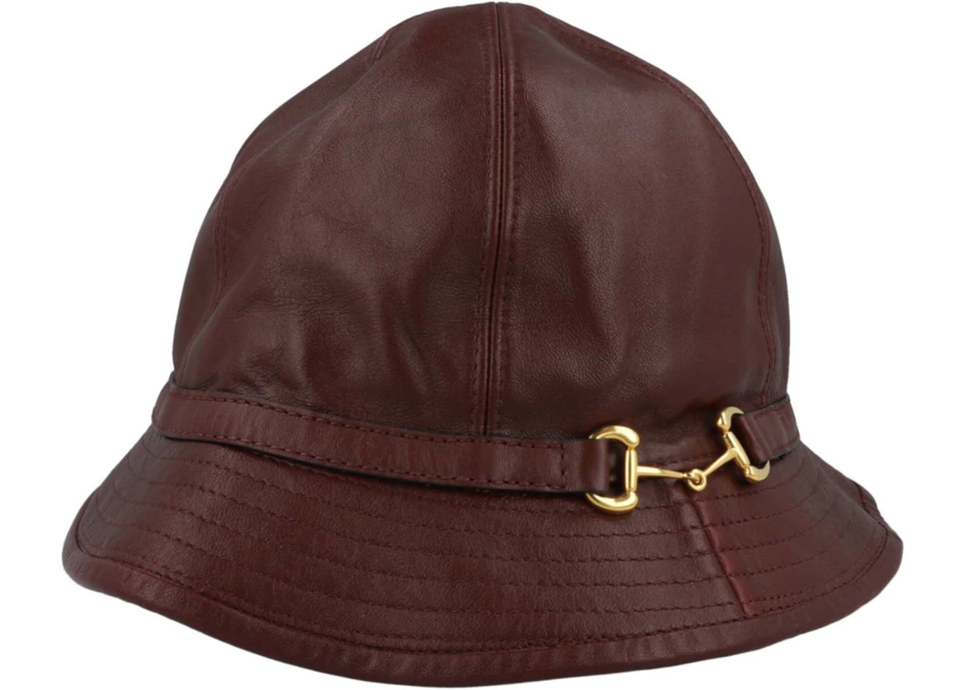 Gucci Horsebit Lambskin Leather Bucket Hat Red
