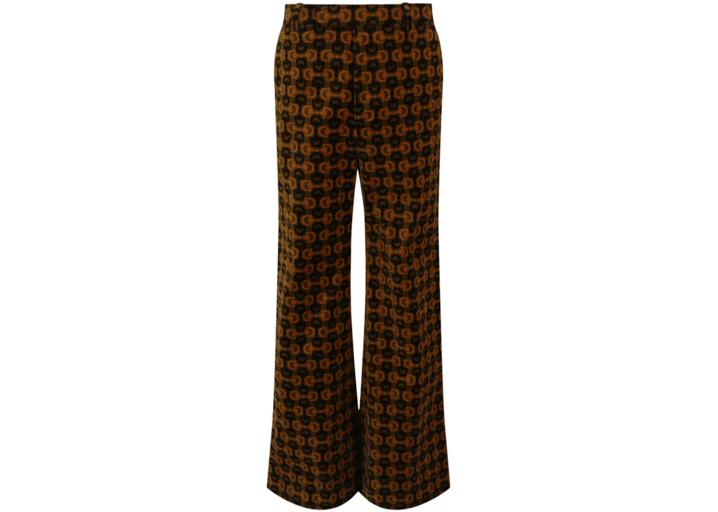 Gucci Horsebit Print Flared Leg Pants Brown