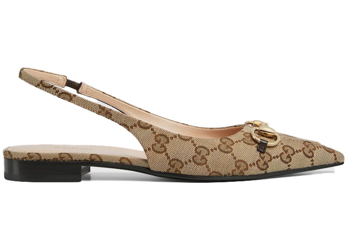 Gucci Horsebit Slingback Flat Beige GG Canvas (Women's)