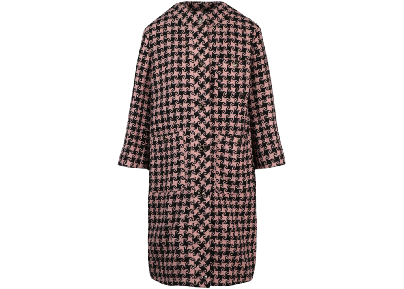 Gucci Houndstooth Patterned Coat Black Pink