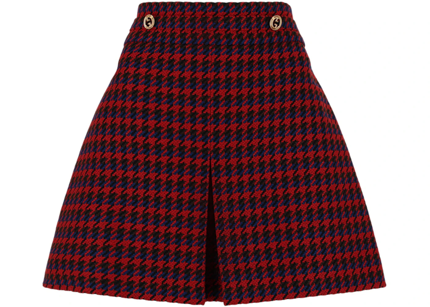 Gucci Houndstooth Pleated Mini Skirt Blue