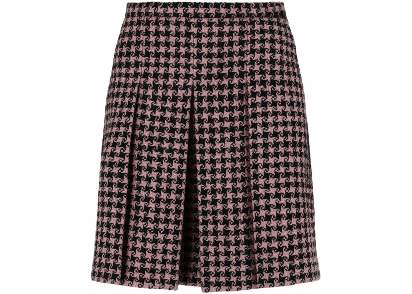 Gucci Houndstooth Tweed Wool Blend Skirt Black Pink