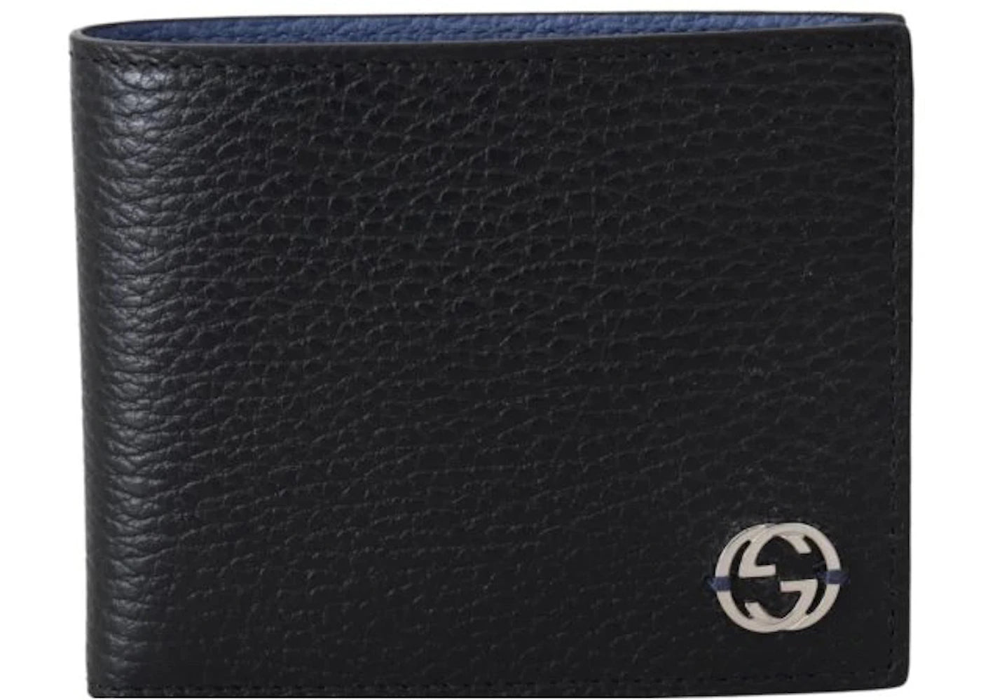 Gucci Interlocked GG Bifold Wallet 6 Card Slot Black/Blue