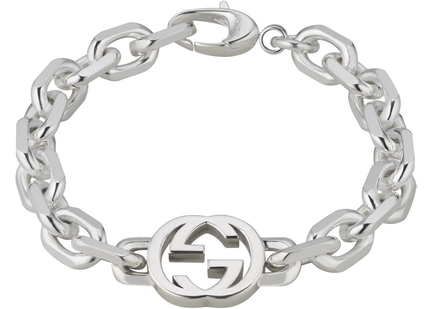 Gucci Interlocking G Chain Bracelet 925 Sterling Silver with Shiny Finish