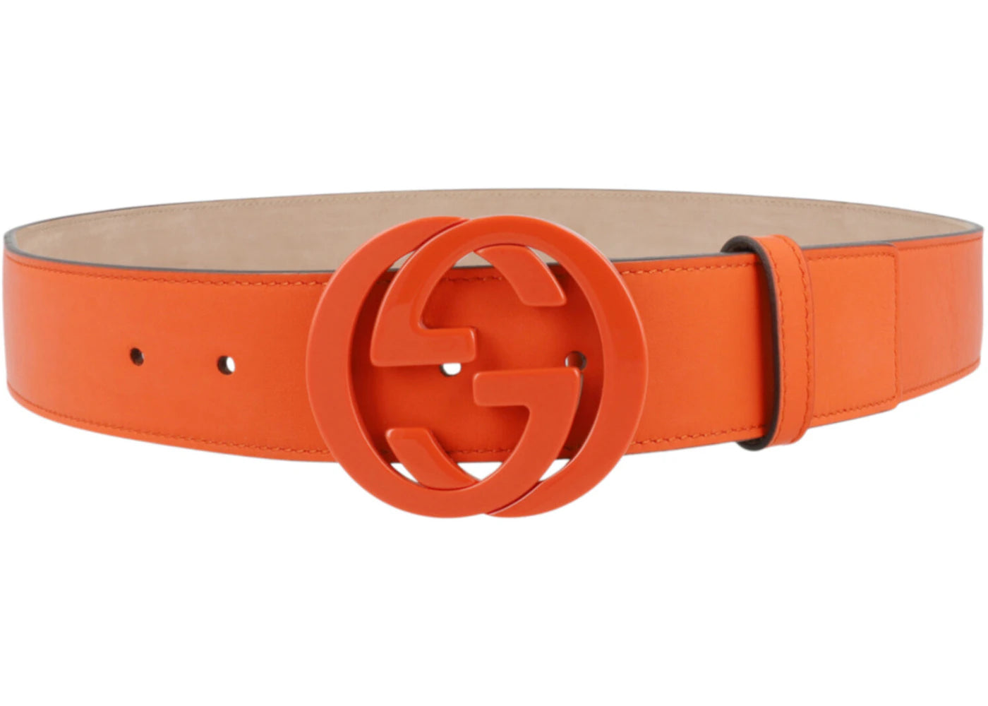 Gucci Interlocking G Leather Belt Deep Orange