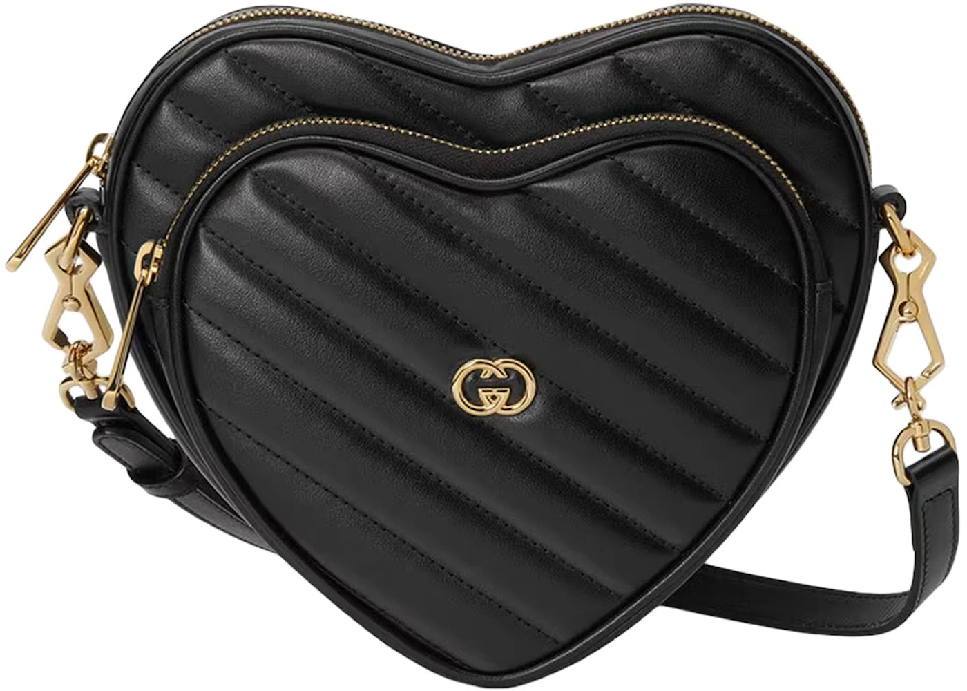 Gucci Interlocking G Mini Heart Shoulder Bag Black