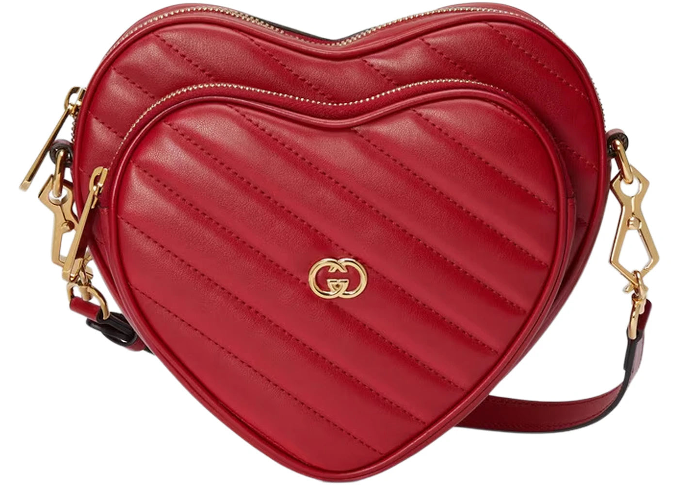 Gucci Interlocking G Mini Heart Shoulder Bag Red