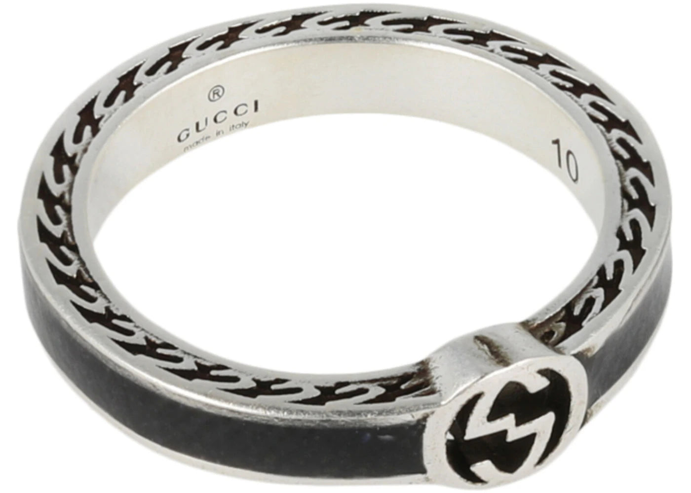 Gucci Interlocking G Ring Silver/Black