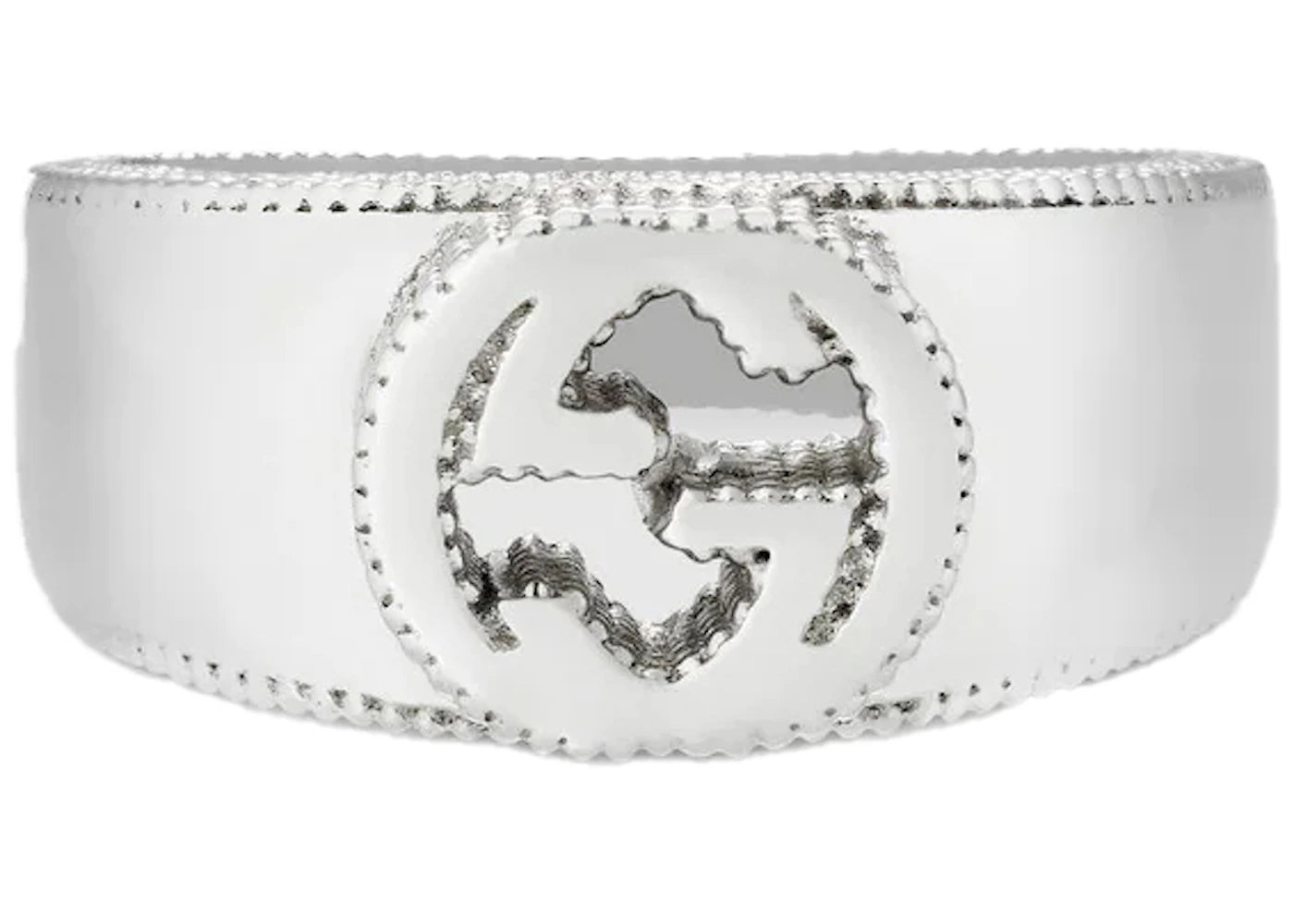 Gucci Interlocking G Ring Textured Outline Silver