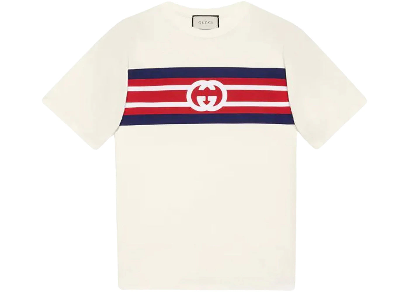 Gucci Interlocking G Striped T-shirt Ivory/Navy/Red