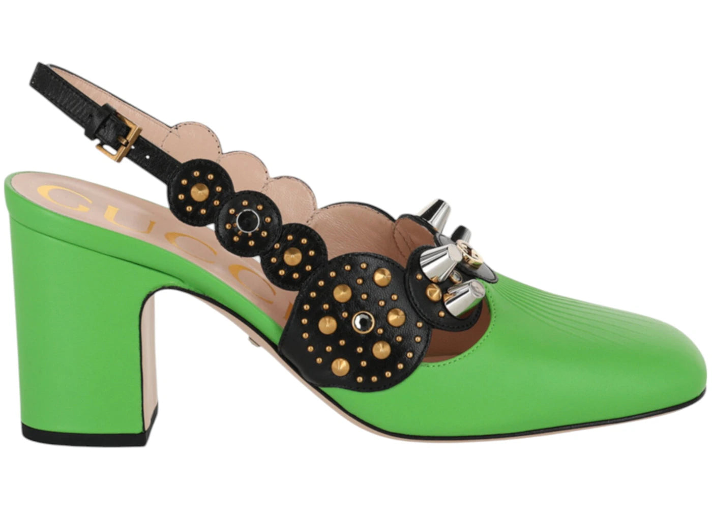 Gucci Interlocking G Studded Slingback Pumps Green (Women's)