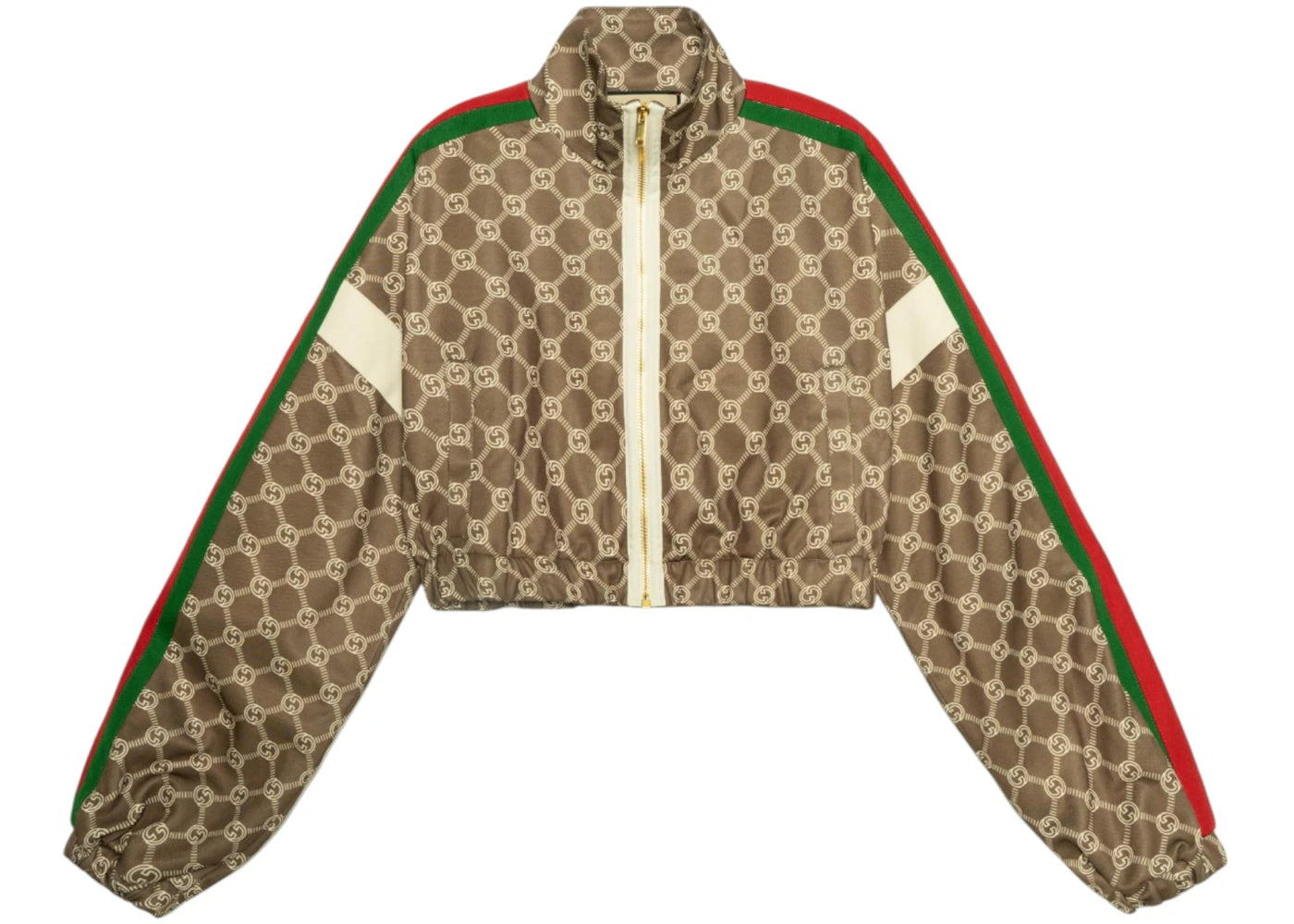 Gucci Interlocking G Zipper Jacket (Women's) Olive Green/Ivory