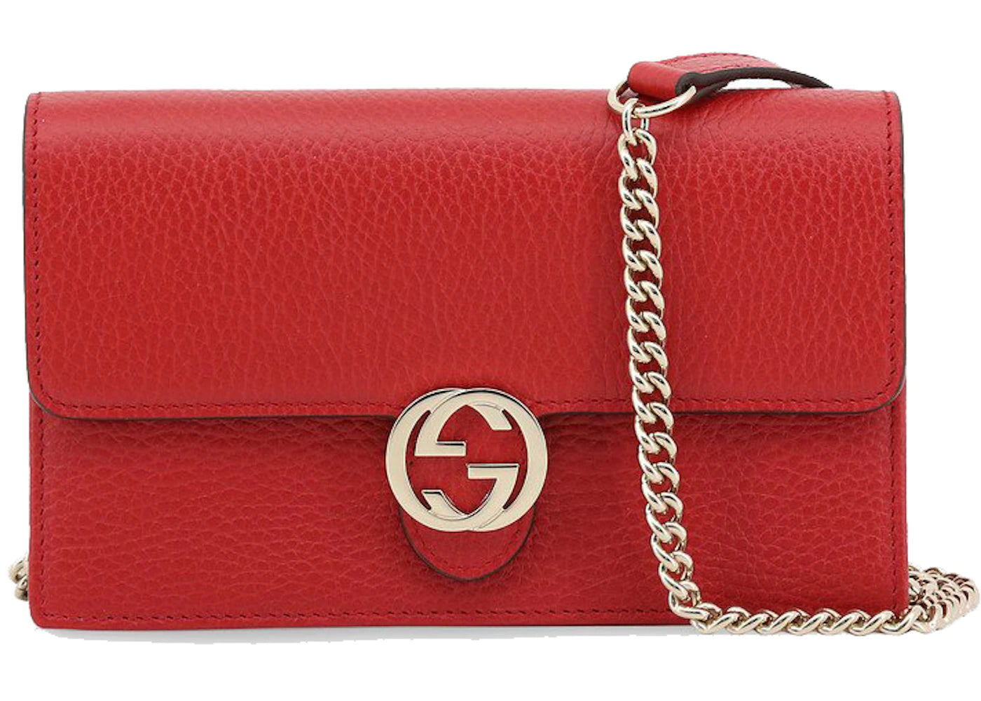 Gucci Interlocking GG Crossbody Chain Wallet Red