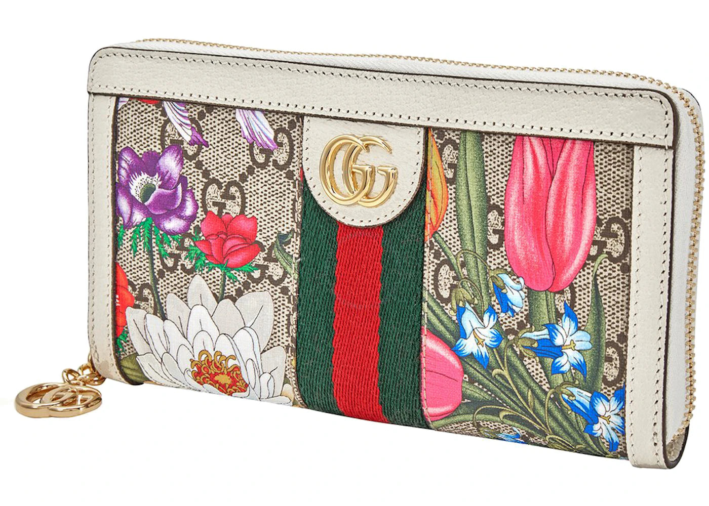 Gucci Ivory Flora Print Zipped Wallet Ivory