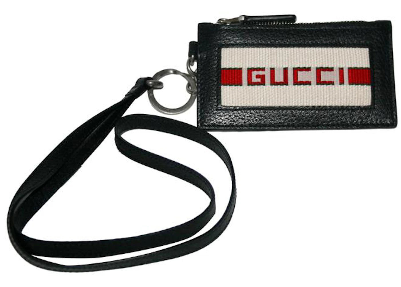 Gucci Jacquard Card Case Necklace Black