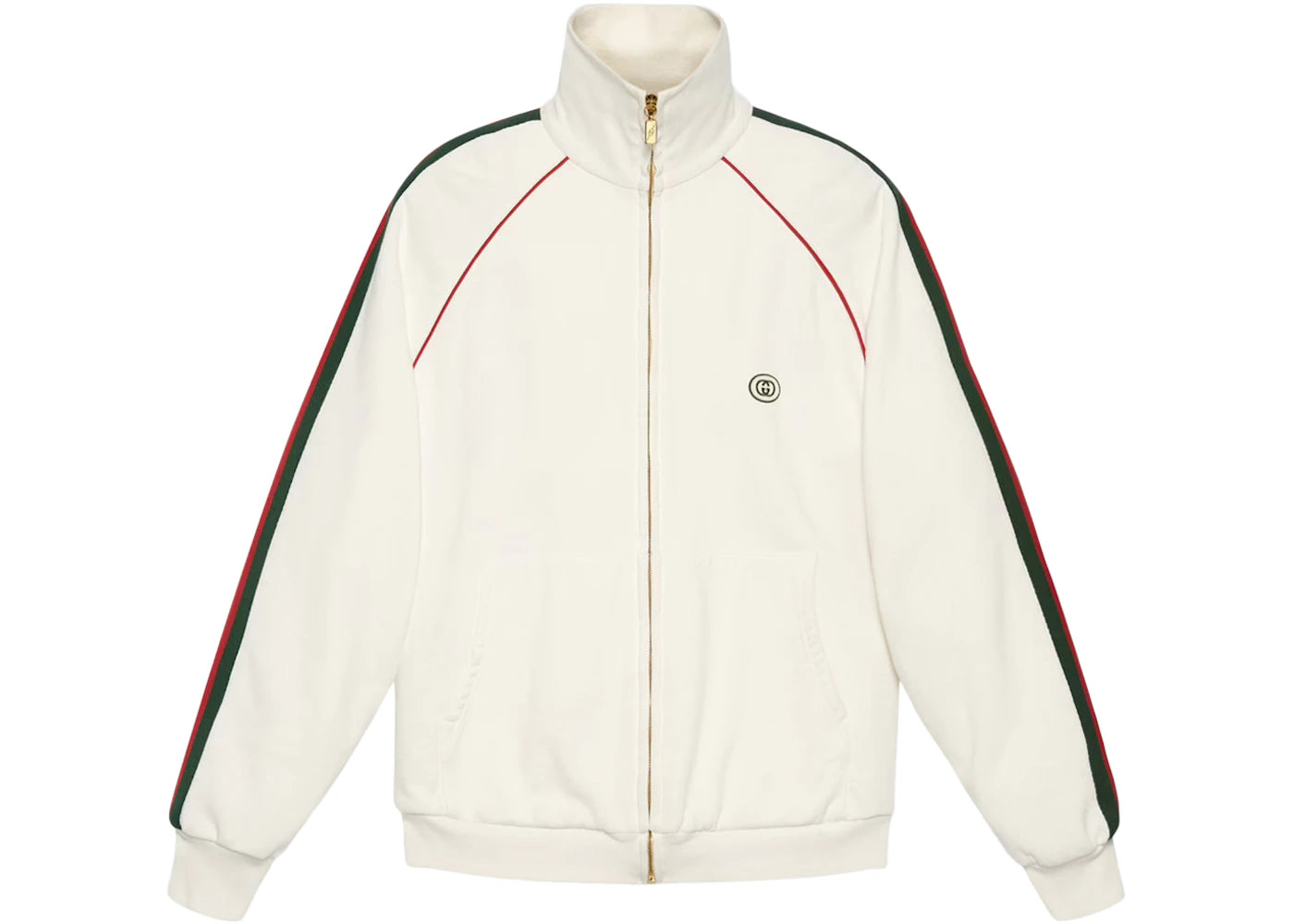 Gucci Jersey Zip-Up Sweatshirt With Web Washed Ivory