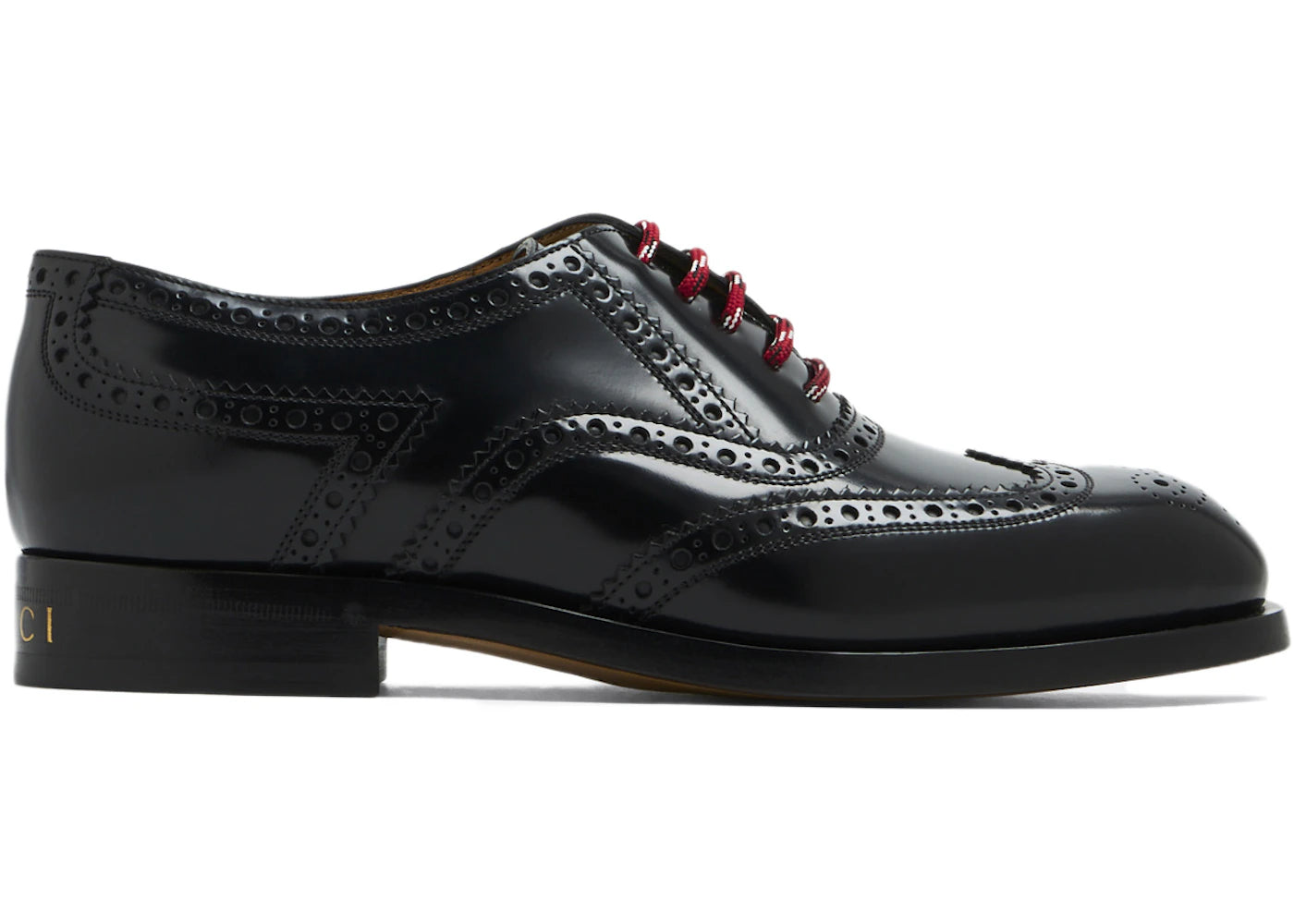 Gucci Lace Up Shoes Black Red