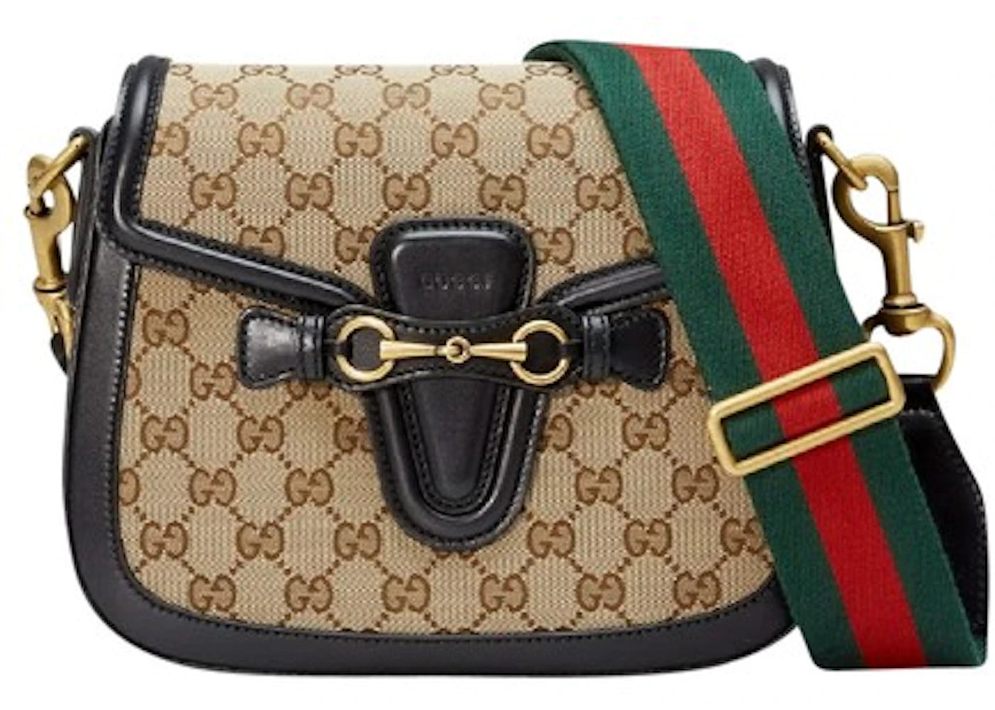 Gucci Lady Web Shoulder GG Monogram Web Nylon Shoulder Strap Medium Brown/Black