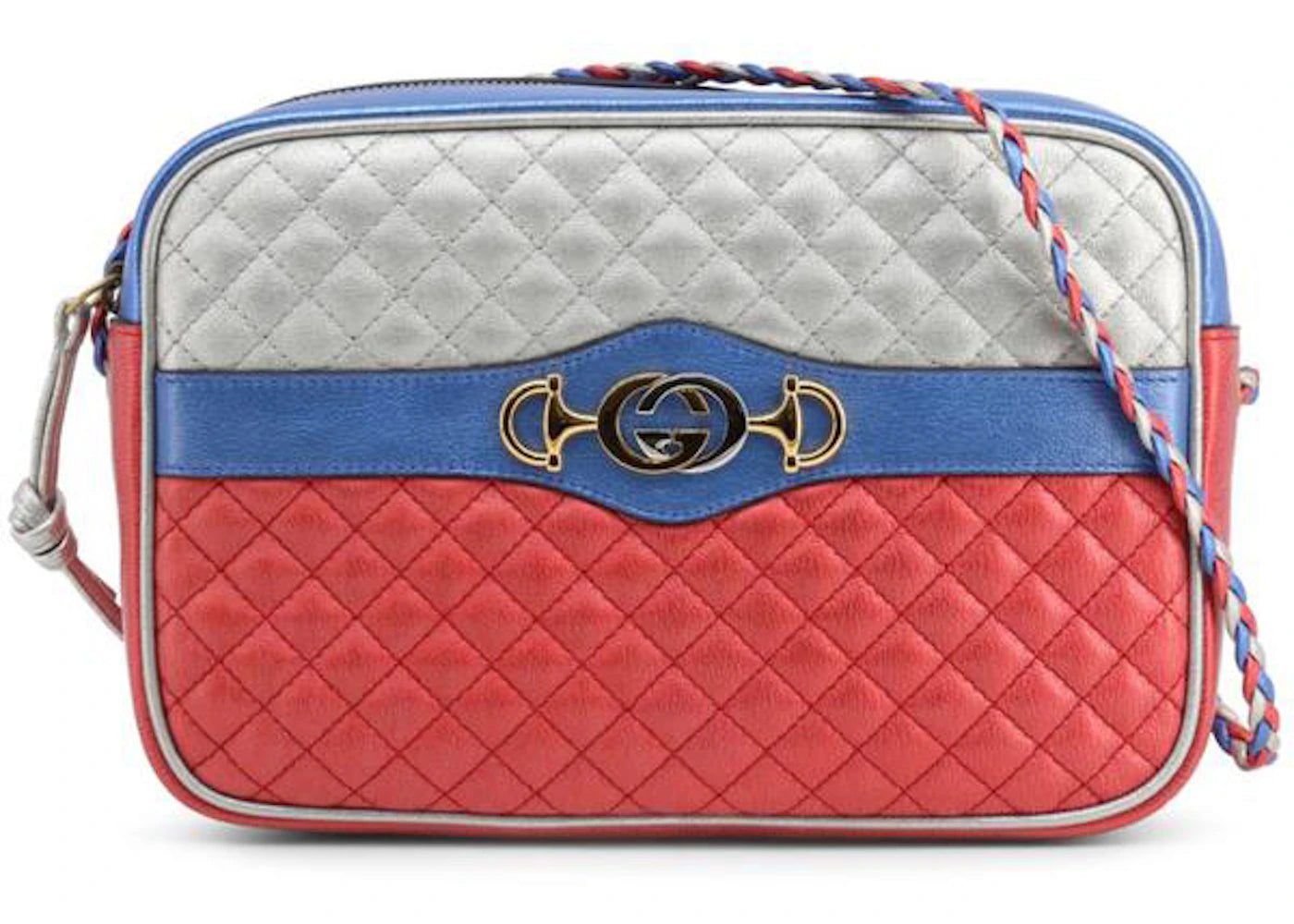 Gucci Laminated Quilted Crossbody Silver/Red/Blue