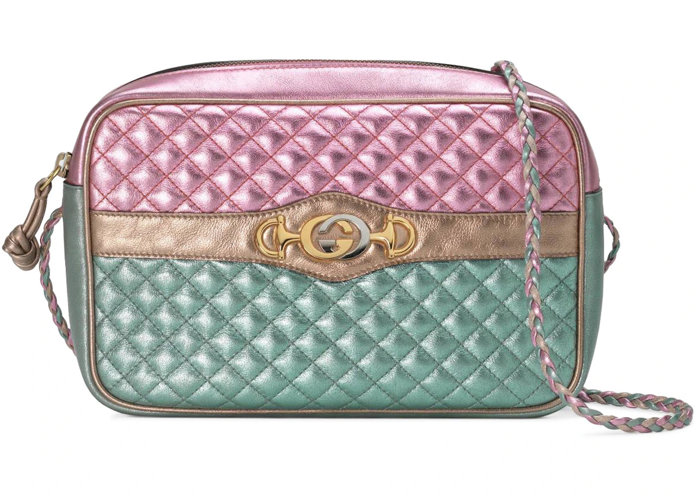 Gucci Laminated Shoulder Bag Small Pink/Blue