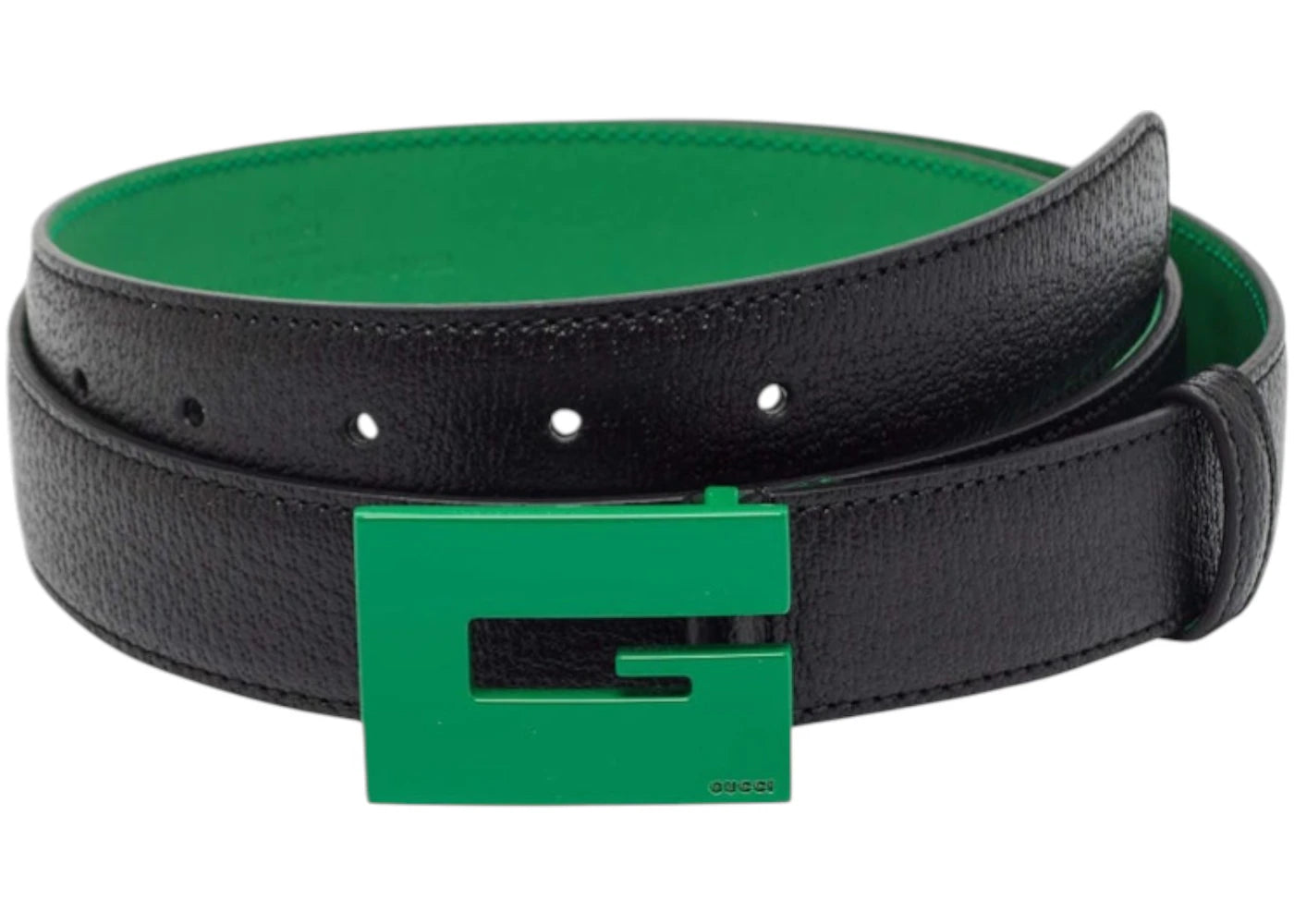Gucci Leather G Icon Squared Buckle Belt Green/Black