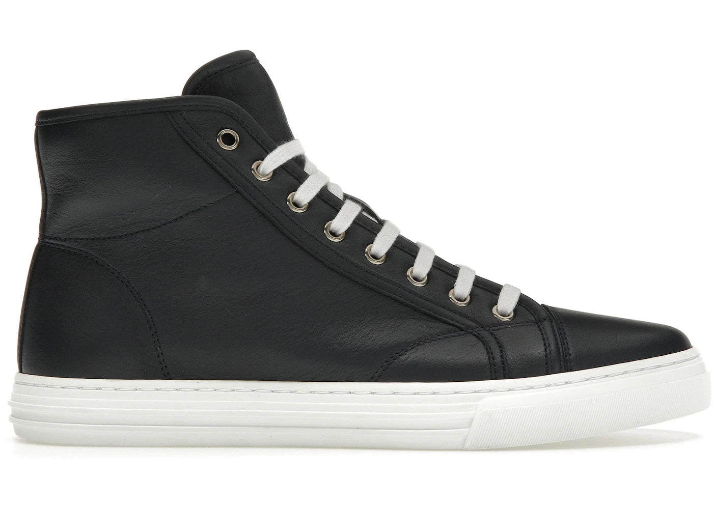 Gucci Leather High Top Sneaker Dark Blue