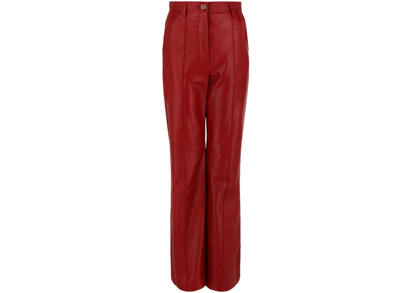 Gucci Leather Pleated Flared Pants Red