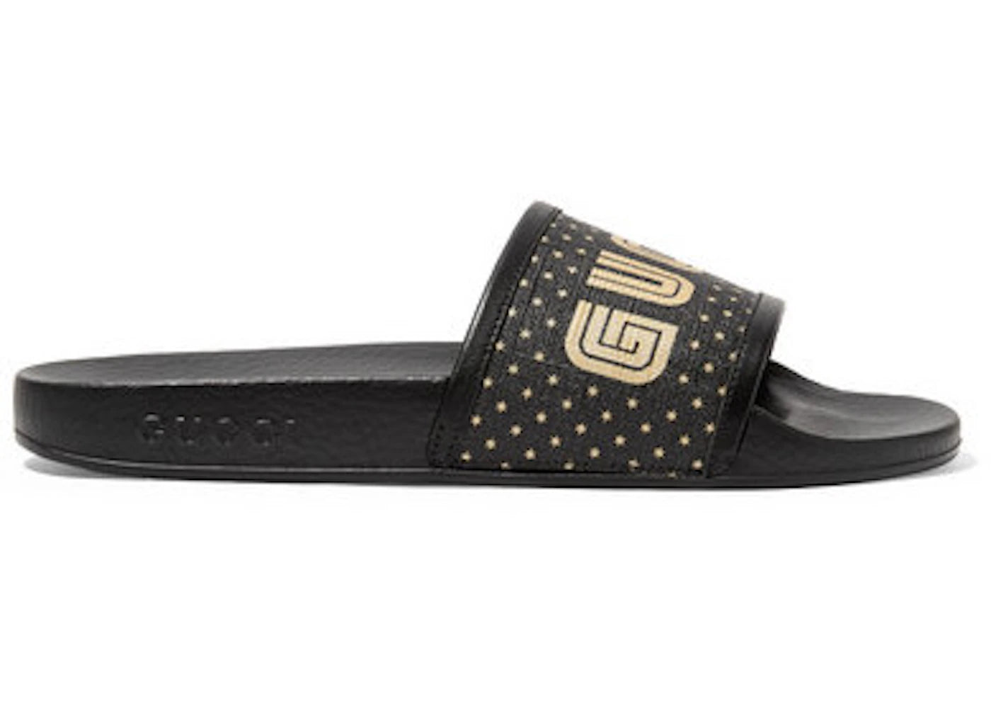 Gucci Leather Trimmed Canvas Slides SEGA Black (W)