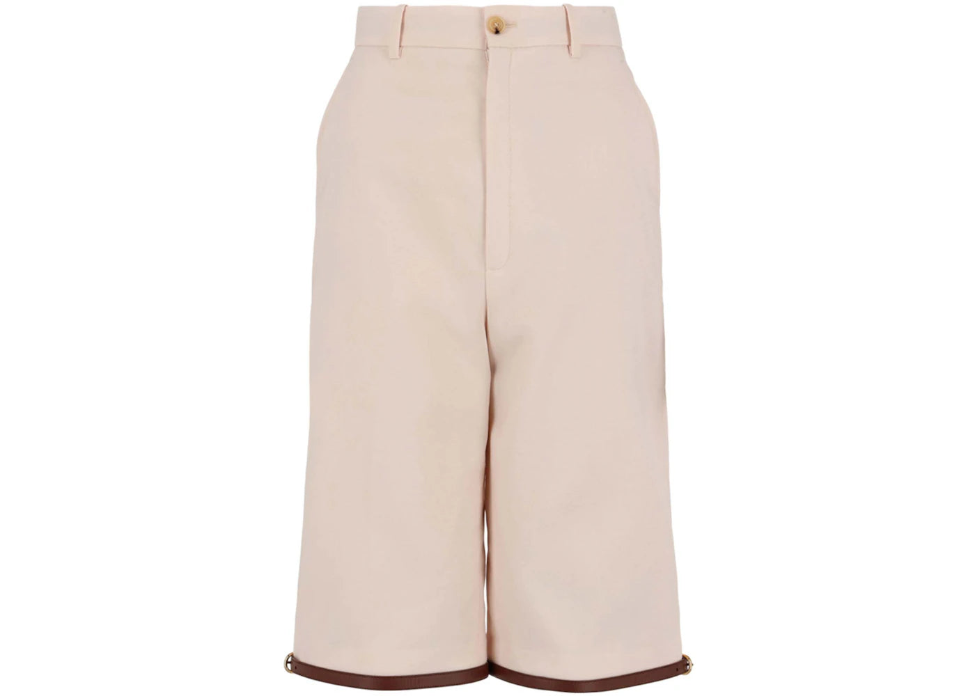 Gucci Leather Trimmed Knee-Length Shorts Beige