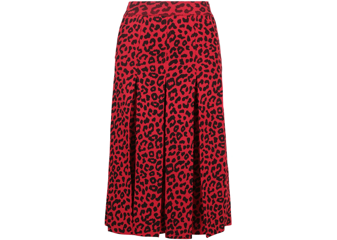 Gucci Leopard Print Silk Skirt Red
