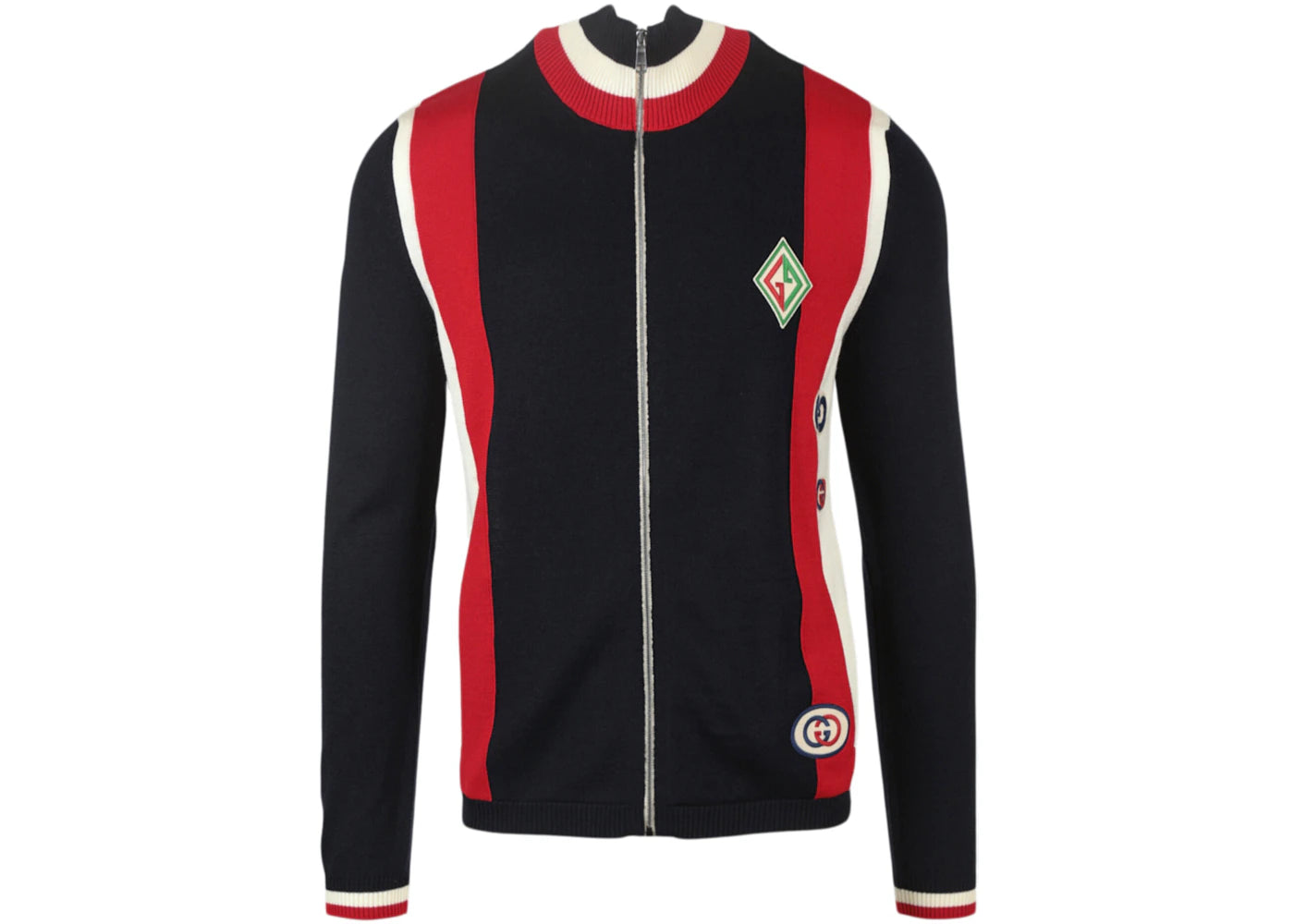 Gucci Logo-Appliqued Striped Wool Sweater Indigo