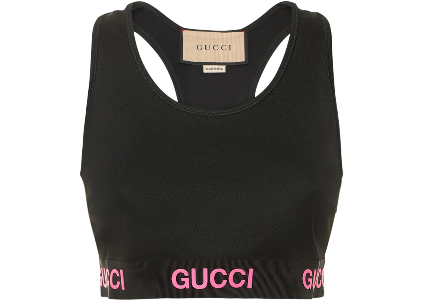Gucci Logo Jacquard Crop Top Black Pink