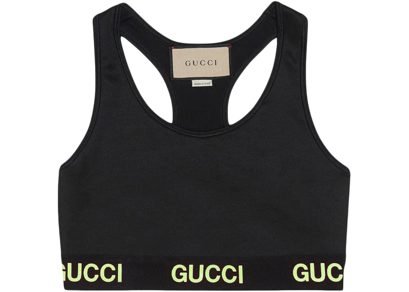 Gucci Logo Jacquard Crop Top Black Yellow