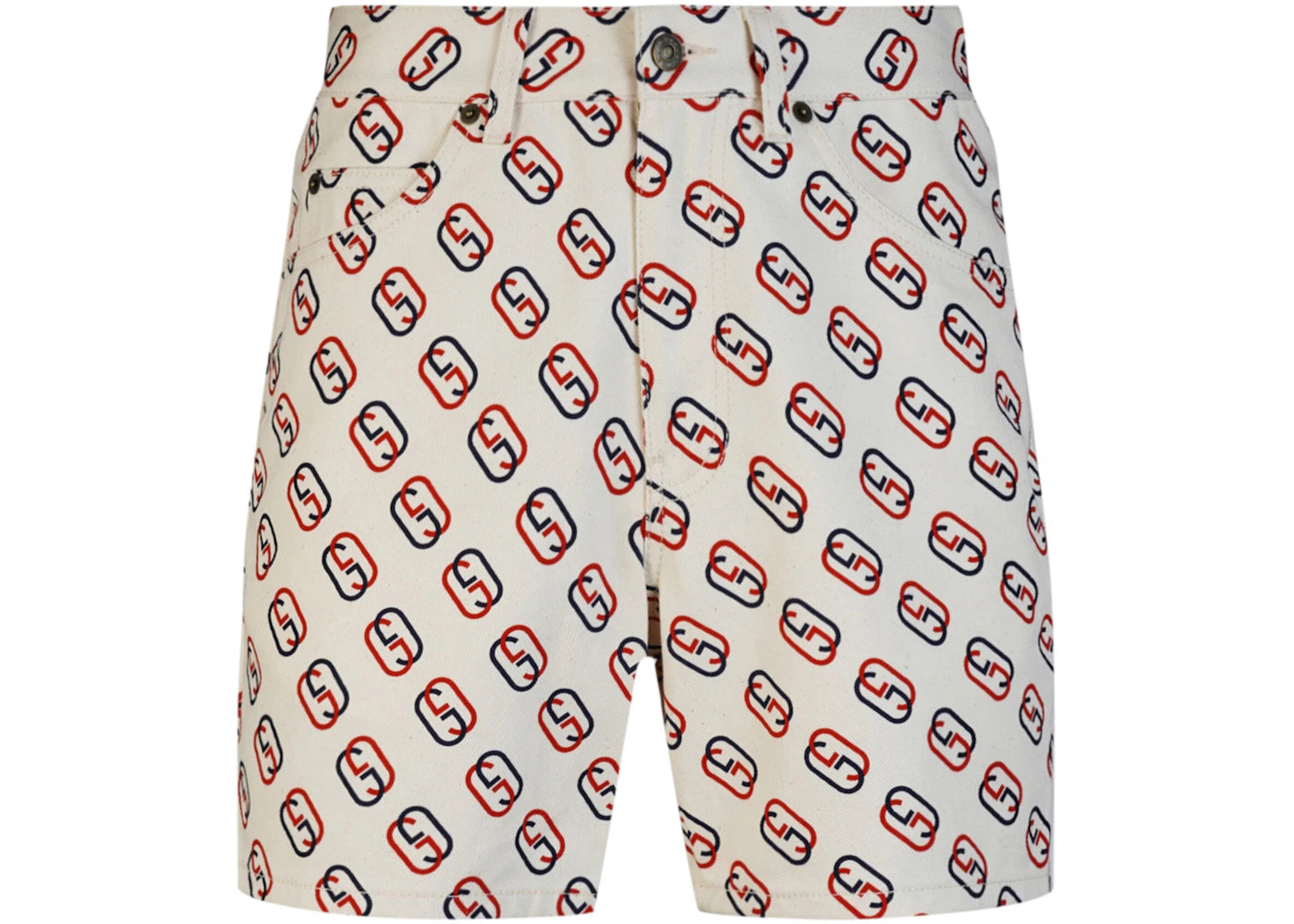 Gucci Logo Print Twil Shorts Ivory Print