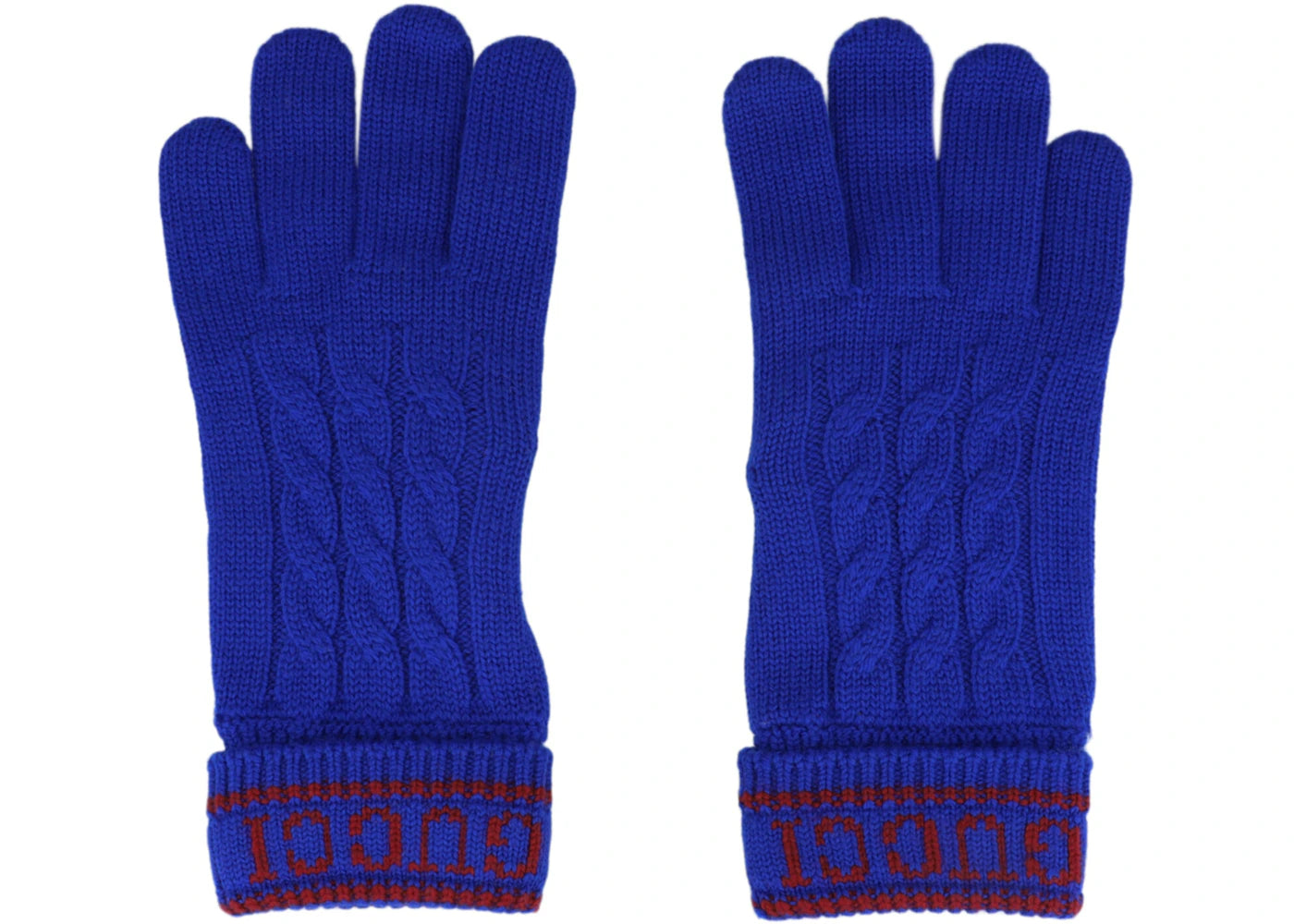Gucci Logo Wool Gloves Medium Blue