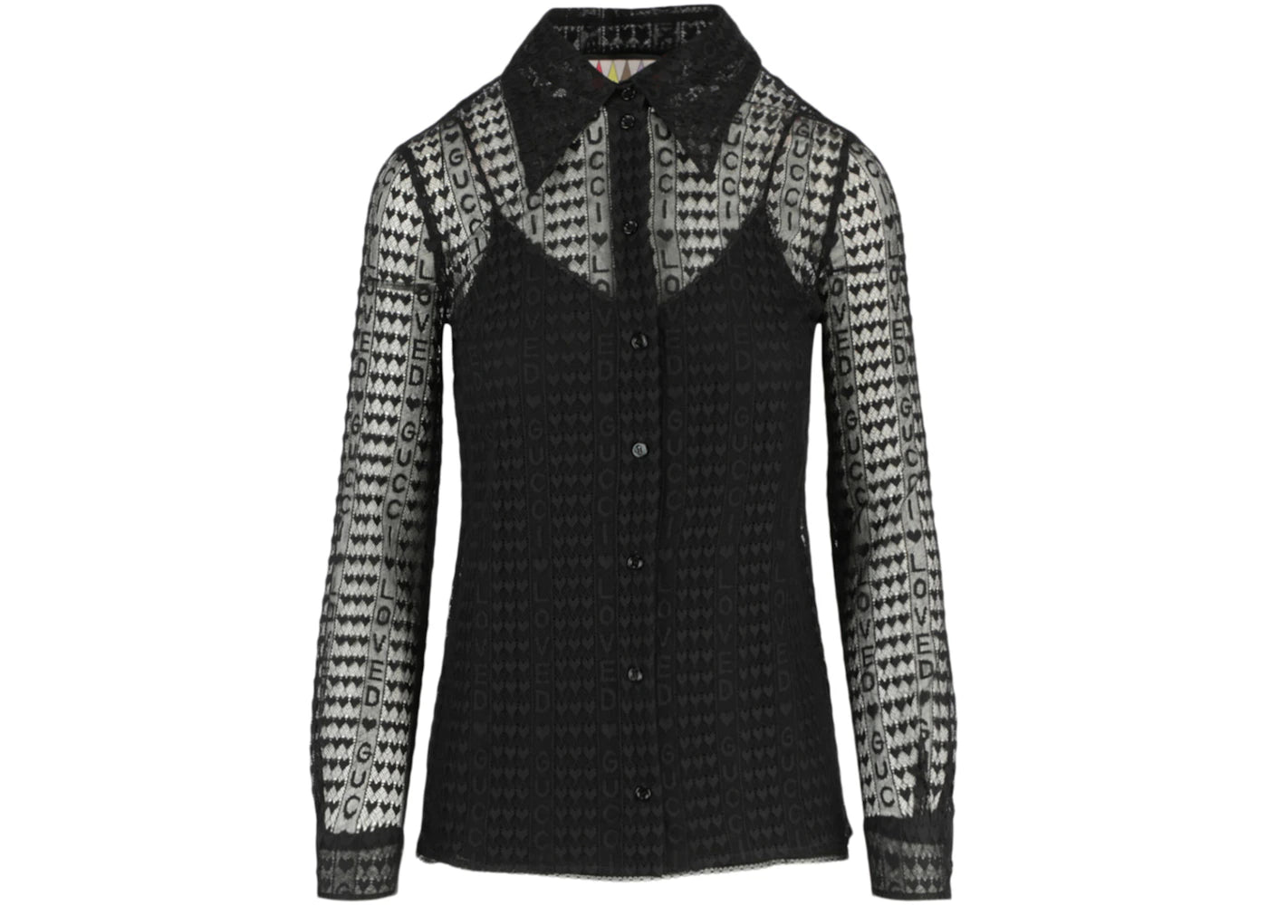 Gucci Long Sleeve Lace Shirt Black