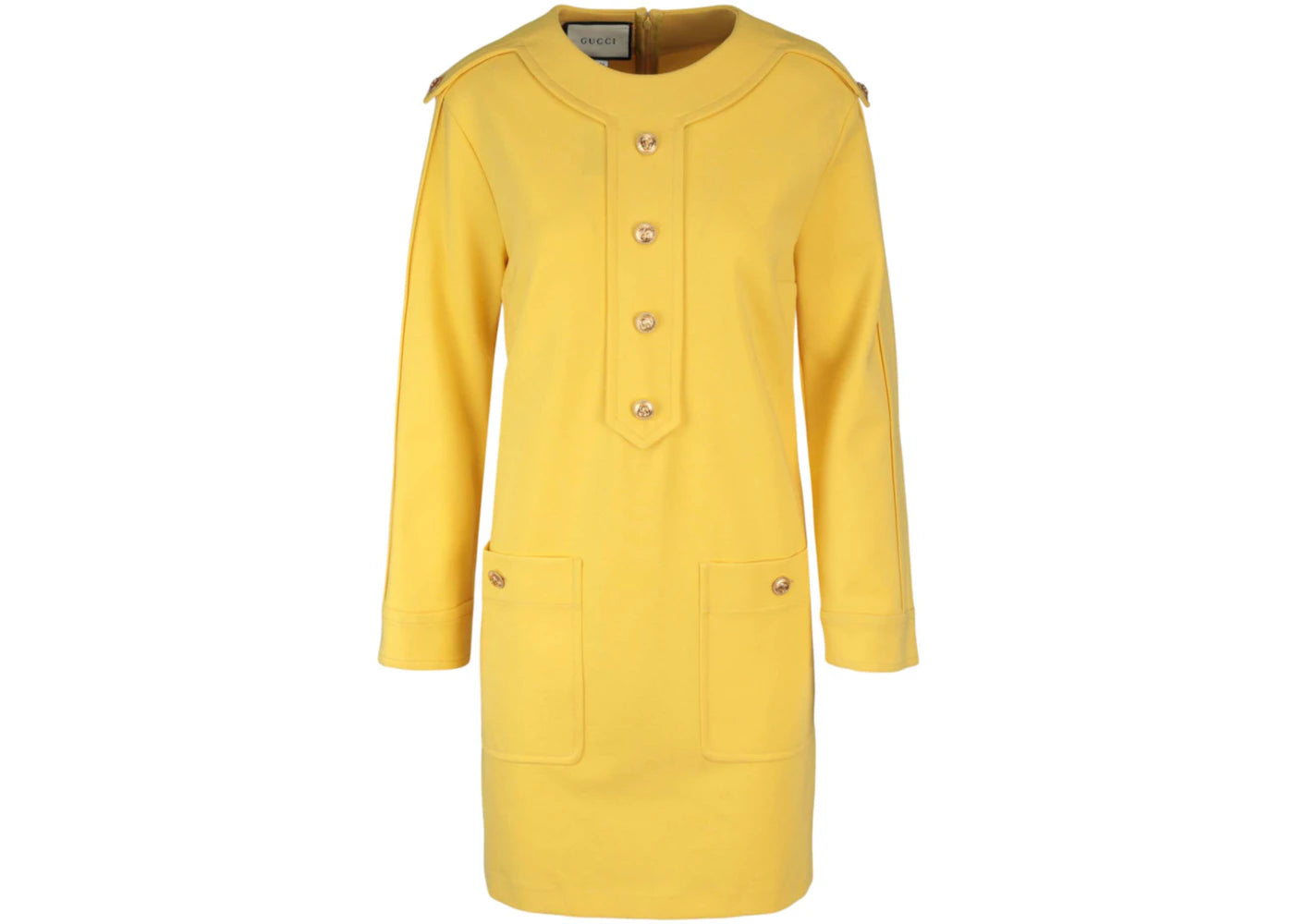 Gucci Long Sleeve Shift Dress Lemon