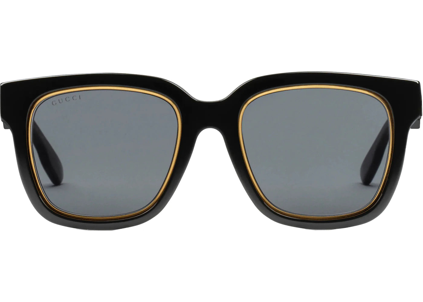 Gucci Low Nose Bridge Fit Square Sunglasses Black/Gold (691331 J0740 1012)