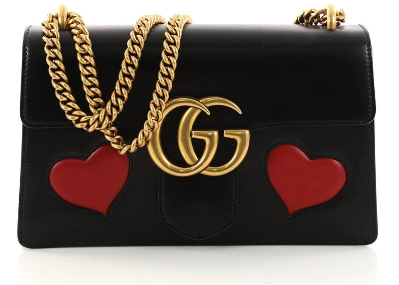 Gucci GG Marmont Patchwork Hearts Medium Black