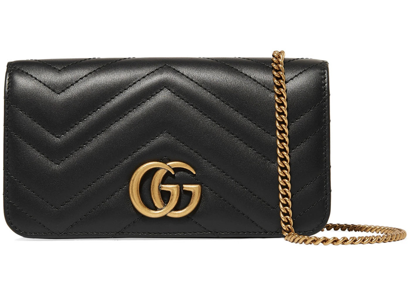 Gucci Marmont GG Shoulder Bag Quilted Leather Mini Black