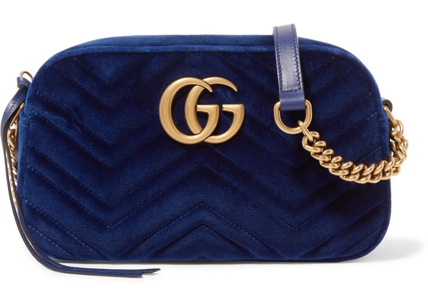 Gucci GG Marmont Crossbody Matelasse Velvet Small Cobalt Blue