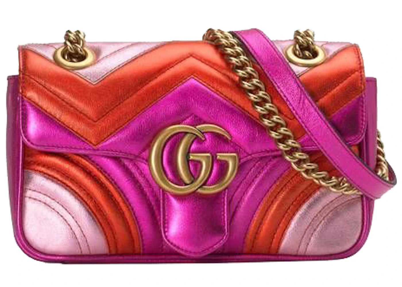 Gucci Marmont Matelasse Shoulder Bag Mini GG Metallic Red/Pink